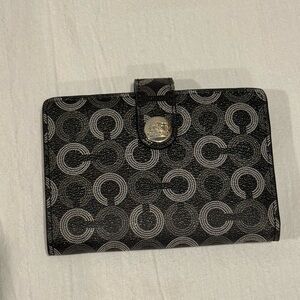 Coach Wallet- Black and Silver with Pink/Purple Interior